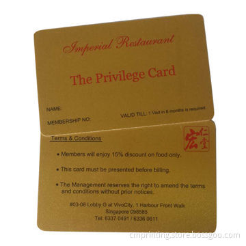 Golden PVC Card, Shopping Card, Loyality Card, Discount Card, High Quality